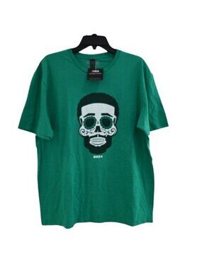 NEW Breaking T Men's Darius Slay Sugar Skull Short Sleeve T-Shirt Green Size L